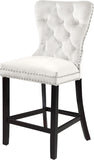 Nikki Luxurious Black Velvet Counter Stool Set of 2 - Tufted Design with Chrome Nailheads & Sturdy Legs