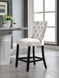 Nikki Luxurious Black Velvet Counter Stool Set of 2 - Tufted Design with Chrome Nailheads & Sturdy Legs
