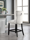 Nikki Luxurious Black Velvet Counter Stool Set of 2 - Tufted Design with Chrome Nailheads & Sturdy Legs