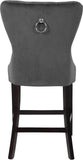 Nikki Luxurious Black Velvet Counter Stool Set of 2 - Tufted Design with Chrome Nailheads & Sturdy Legs