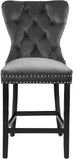 Nikki Luxurious Black Velvet Counter Stool Set of 2 - Tufted Design with Chrome Nailheads & Sturdy Legs
