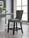 Nikki Luxurious Black Velvet Counter Stool Set of 2 - Tufted Design with Chrome Nailheads & Sturdy Legs