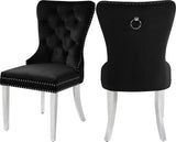 Carmen Contemporary Dining Chair Set - Luxurious Upholstery, Stylish Chrome Legs & Tufted Design