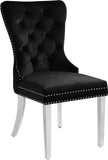 Carmen Contemporary Dining Chair Set - Luxurious Upholstery, Stylish Chrome Legs & Tufted Design