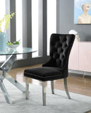 Carmen Contemporary Dining Chair Set - Luxurious Upholstery, Stylish Chrome Legs & Tufted Design