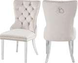 Carmen Contemporary Dining Chair Set - Luxurious Upholstery, Stylish Chrome Legs & Tufted Design