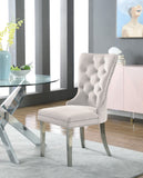 Carmen Contemporary Dining Chair Set - Luxurious Upholstery, Stylish Chrome Legs & Tufted Design