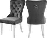 Carmen Contemporary Dining Chair Set - Luxurious Upholstery, Stylish Chrome Legs & Tufted Design