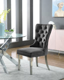 Carmen Contemporary Dining Chair Set - Luxurious Upholstery, Stylish Chrome Legs & Tufted Design
