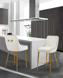 Owen Contemporary Stool Set – Elegant Design with Polished Gold Legs and Matching Handle for Comfort