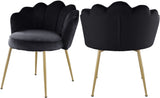 Claire Velvet Dining Chair Set - Luxurious Plush Upholstery with Brushed Gold Legs for Elegance