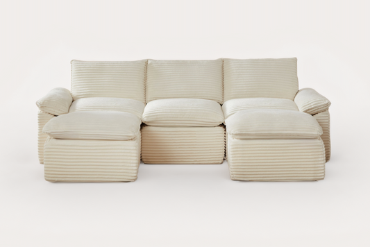 DERVAL 111" 3-Seater Sofa with 2 Ottomans