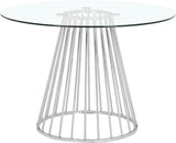 Gio Round Glass Dining Table - Chic Contemporary Design with Polished Chrome Base for Stylish Spaces