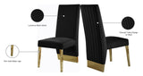 Porsha Luxe Velvet Dining Chairs - Elegant Channel Tufted Design with Stylish Gold Legs - Set of 2