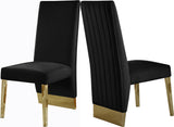 Porsha Luxe Velvet Dining Chairs - Elegant Channel Tufted Design with Stylish Gold Legs - Set of 2