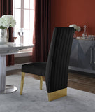 Porsha Luxe Velvet Dining Chairs - Elegant Channel Tufted Design with Stylish Gold Legs - Set of 2
