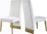 Porsha Luxe Velvet Dining Chairs - Elegant Channel Tufted Design with Stylish Gold Legs - Set of 2