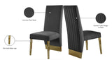 Porsha Luxe Velvet Dining Chairs - Elegant Channel Tufted Design with Stylish Gold Legs - Set of 2