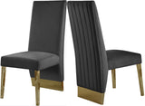 Porsha Luxe Velvet Dining Chairs - Elegant Channel Tufted Design with Stylish Gold Legs - Set of 2