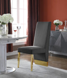 Porsha Luxe Velvet Dining Chairs - Elegant Channel Tufted Design with Stylish Gold Legs - Set of 2