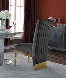 Porsha Luxe Velvet Dining Chairs - Elegant Channel Tufted Design with Stylish Gold Legs - Set of 2