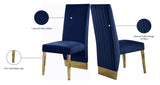 Porsha Luxe Velvet Dining Chairs - Elegant Channel Tufted Design with Stylish Gold Legs - Set of 2