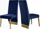 Porsha Luxe Velvet Dining Chairs - Elegant Channel Tufted Design with Stylish Gold Legs - Set of 2