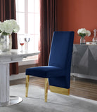 Porsha Luxe Velvet Dining Chairs - Elegant Channel Tufted Design with Stylish Gold Legs - Set of 2