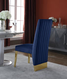 Porsha Luxe Velvet Dining Chairs - Elegant Channel Tufted Design with Stylish Gold Legs - Set of 2