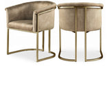 Tierra Luxurious Velvet Dining Chair with Brushed Brass Finish and Contemporary Iron Frame Design
