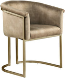 Tierra Luxurious Velvet Dining Chair with Brushed Brass Finish and Contemporary Iron Frame Design