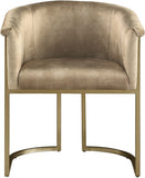 Tierra Luxurious Velvet Dining Chair with Brushed Brass Finish and Contemporary Iron Frame Design