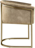 Tierra Luxurious Velvet Dining Chair with Brushed Brass Finish and Contemporary Iron Frame Design