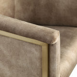 Tierra Luxurious Velvet Dining Chair with Brushed Brass Finish and Contemporary Iron Frame Design