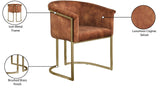 Tierra Luxurious Velvet Dining Chair with Brushed Brass Finish and Contemporary Iron Frame Design
