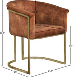 Tierra Luxurious Velvet Dining Chair with Brushed Brass Finish and Contemporary Iron Frame Design