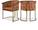 Tierra Luxurious Velvet Dining Chair with Brushed Brass Finish and Contemporary Iron Frame Design
