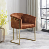 Tierra Luxurious Velvet Dining Chair with Brushed Brass Finish and Contemporary Iron Frame Design