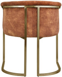 Tierra Luxurious Velvet Dining Chair with Brushed Brass Finish and Contemporary Iron Frame Design