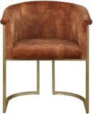 Tierra Luxurious Velvet Dining Chair with Brushed Brass Finish and Contemporary Iron Frame Design