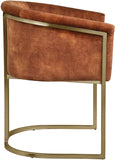 Tierra Luxurious Velvet Dining Chair with Brushed Brass Finish and Contemporary Iron Frame Design