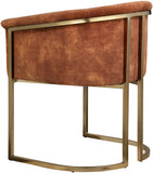 Tierra Luxurious Velvet Dining Chair with Brushed Brass Finish and Contemporary Iron Frame Design