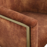 Tierra Luxurious Velvet Dining Chair with Brushed Brass Finish and Contemporary Iron Frame Design