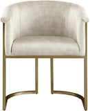 Tierra Luxurious Velvet Dining Chair with Brushed Brass Finish and Contemporary Iron Frame Design