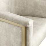 Tierra Luxurious Velvet Dining Chair with Brushed Brass Finish and Contemporary Iron Frame Design