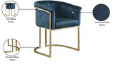 Tierra Luxurious Velvet Dining Chair with Brushed Brass Finish and Contemporary Iron Frame Design