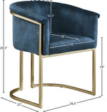 Tierra Luxurious Velvet Dining Chair with Brushed Brass Finish and Contemporary Iron Frame Design