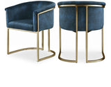 Tierra Luxurious Velvet Dining Chair with Brushed Brass Finish and Contemporary Iron Frame Design