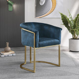 Tierra Luxurious Velvet Dining Chair with Brushed Brass Finish and Contemporary Iron Frame Design