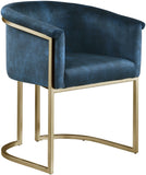 Tierra Luxurious Velvet Dining Chair with Brushed Brass Finish and Contemporary Iron Frame Design